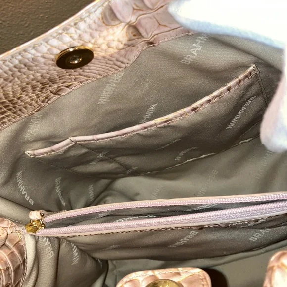 Brahmin Amelia Chiffon roseleaf croc embossed leather bucket bag